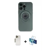MARSİLYAN™- iPhone 13 Pro Max Kılıf Eksen Klasik Prime - Siyah 3D Antistatik Cam Ekran Koruyucu + Shine Kamera Lens - GD