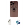 MARSİLYAN™- iPhone 13 Pro Max Kılıf Eksen Klasik Prime - Siyah 3D Antistatik Cam Ekran Koruyucu + Shine Kamera Lens - GD