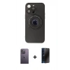 MARSİLYAN™- iPhone 13 Pro Max Kılıf Eksen Klasik Prime - Siyah 3D Antistatik Hayalet Cam Ekran Koruyucu + Neon Fosforlu Kamera Lens - BZ