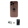 MARSİLYAN™- iPhone 13 Pro Max Kılıf Eksen Klasik Prime - Siyah 3D Antistatik Hayalet Cam Ekran Koruyucu + Rainbow Kamera Lens Koruma Cam - MI