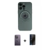 MARSİLYAN™- iPhone 13 Pro Max Kılıf Eksen Klasik Prime - Siyah 3D Antistatik Hayalet Cam Ekran Koruyucu + Neon Fosforlu Kamera Lens - BZ