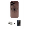 MARSİLYAN™- iPhone 13 Pro Max Kılıf Eksen Klasik Prime - Siyah 3D Antistatik Hayalet Cam Ekran Koruyucu + Rainbow Kamera Lens Koruma Cam - BZ