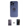 MARSİLYAN™- iPhone 13 Pro Max Kılıf Eksen Klasik Prime - Siyah 3D Antistatik Hayalet Cam Ekran Koruyucu + Neon Fosforlu Kamera Lens - BZ