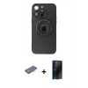 MARSİLYAN™- iPhone 13 Pro Max Kılıf Eksen Klasik Prime - Siyah 3D Antistatik Hayalet Cam Ekran Koruyucu + Renkli Kamera Lens Koruma Cam - TU