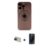 MARSİLYAN™- iPhone 13 Pro Max Kılıf Eksen Klasik Prime - Siyah 3D Antistatik Hayalet Cam Ekran Koruyucu + Rainbow Kamera Lens Koruma Cam - KI