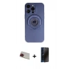 MARSİLYAN™- iPhone 13 Pro Max Kılıf Eksen Klasik Prime - Siyah 3D Antistatik Hayalet Cam Ekran Koruyucu + Rainbow Kamera Lens Koruma Cam - KI