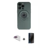 MARSİLYAN™- iPhone 13 Pro Max Kılıf Eksen Klasik Prime - Siyah 3D Antistatik Hayalet Cam Ekran Koruyucu + Pers Alüminyum Kamera Lens - GI
