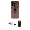 MARSİLYAN™- iPhone 13 Pro Max Kılıf Eksen Klasik Prime - Siyah 3D Antistatik Hayalet Cam Ekran Koruyucu + Pers Alüminyum Kamera Lens - GI