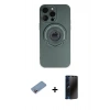 MARSİLYAN™- iPhone 13 Pro Max Kılıf Eksen Klasik Prime - Siyah 3D Antistatik Hayalet Cam Ekran Koruyucu + Shine Kamera Lens Koruma Cam - PE