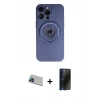 MARSİLYAN™- iPhone 13 Pro Max Kılıf Eksen Klasik Prime - Siyah 3D Antistatik Hayalet Cam Ekran Koruyucu + Rainbow Kamera Lens Koruma Cam - MI