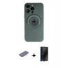 MARSİLYAN™- iPhone 13 Pro Max Kılıf Eksen Klasik Prime - Siyah 3D Antistatik Hayalet Cam Ekran Koruyucu + Renkli Kamera Lens Koruma Cam - TU