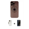 MARSİLYAN™- iPhone 13 Pro Max Kılıf Eksen Klasik Prime - Siyah 3D Antistatik Hayalet Cam Ekran Koruyucu + Shine Kamera Lens - GD