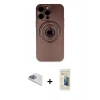 MARSİLYAN™- iPhone 13 Pro Max Kılıf Eksen Klasik Prime - Siyah 6D Mat Seramik Hayalet Nano Ekran Koruyucu + Sierra Blue Pers Alüminyum Kamera Lens