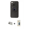 MARSİLYAN™- iPhone 13 Pro Max Kılıf Eksen Klasik Prime - Siyah 6D Mat Seramik Hayalet Nano Ekran Koruyucu + Rainbow Kamera Lens Koruma Cam - BZ