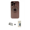 MARSİLYAN™- iPhone 13 Pro Max Kılıf Eksen Klasik Prime - Siyah 6D Mat Seramik Hayalet Nano Ekran Koruyucu + Rainbow Kamera Lens Koruma Cam - BZ