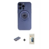MARSİLYAN™- iPhone 13 Pro Max Kılıf Eksen Klasik Prime - Siyah 6D Mat Seramik Hayalet Nano Ekran Koruyucu + Pembe Renkli Kamera Lens Koruma Cam