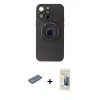 MARSİLYAN™- iPhone 13 Pro Max Kılıf Eksen Klasik Prime - Siyah 6D Mat Seramik Hayalet Nano Ekran Koruyucu + Renkli Kamera Lens Koruma Cam - YL