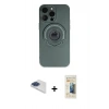 MARSİLYAN™- iPhone 13 Pro Max Kılıf Eksen Klasik Prime - Siyah 6D Mat Seramik Hayalet Nano Ekran Koruyucu + Pers Alüminyum Kamera Lens - LT