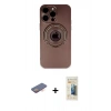 MARSİLYAN™- iPhone 13 Pro Max Kılıf Eksen Klasik Prime - Siyah 6D Mat Seramik Hayalet Nano Ekran Koruyucu + Renkli Kamera Lens Koruma Cam - TU