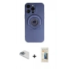 MARSİLYAN™- iPhone 13 Pro Max Kılıf Eksen Klasik Prime - Siyah 6D Mat Seramik Hayalet Nano Ekran Koruyucu + Sierra Blue Pers Alüminyum Kamera Lens