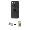 MARSİLYAN™- iPhone 13 Pro Max Kılıf Eksen Klasik Prime - Siyah 6D Mat Seramik Hayalet Nano Ekran Koruyucu + Rainbow Kamera Lens Koruma Cam - MR