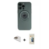MARSİLYAN™- iPhone 13 Pro Max Kılıf Eksen Klasik Prime - Siyah 6D Mat Seramik Hayalet Nano Ekran Koruyucu + Pers Alüminyum Kamera Lens - GD