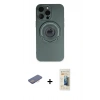 MARSİLYAN™- iPhone 13 Pro Max Kılıf Eksen Klasik Prime - Siyah 6D Mat Seramik Hayalet Nano Ekran Koruyucu + Pembe Renkli Kamera Lens Koruma Cam