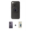 MARSİLYAN™- iPhone 13 Pro Max Kılıf Eksen Klasik Prime - Siyah 6D Mat Seramik Hayalet Nano Ekran Koruyucu + Neon Fosforlu Kamera Lens - BZ