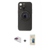 MARSİLYAN™- iPhone 13 Pro Max Kılıf Eksen Klasik Prime - Siyah 6D Mat Seramik Hayalet Nano Ekran Koruyucu + Pers Alüminyum Kamera Lens - GI