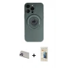 MARSİLYAN™- iPhone 13 Pro Max Kılıf Eksen Klasik Prime - Siyah 6D Mat Seramik Hayalet Nano Ekran Koruyucu + Rainbow Kamera Lens Koruma Cam - MR