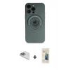 MARSİLYAN™- iPhone 13 Pro Max Kılıf Eksen Klasik Prime - Siyah 6D Mat Seramik Hayalet Nano Ekran Koruyucu + Sierra Blue Pers Alüminyum Kamera Lens