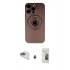 MARSİLYAN™- iPhone 13 Pro Max Kılıf Eksen Klasik Prime - Siyah 6D Mat Seramik Hayalet Nano Ekran Koruyucu + Pers Alüminyum Kamera Lens - GD