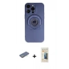 MARSİLYAN™- iPhone 13 Pro Max Kılıf Eksen Klasik Prime - Siyah 6D Mat Seramik Hayalet Nano Ekran Koruyucu + Renkli Kamera Lens Koruma Cam - YL