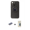 MARSİLYAN™- iPhone 13 Pro Max Kılıf Eksen Klasik Prime - Siyah 6D Mat Seramik Hayalet Nano Ekran Koruyucu + Renkli Kamera Lens Koruma Cam - MI