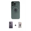 MARSİLYAN™- iPhone 13 Pro Max Kılıf Eksen Klasik Prime - Siyah Bilvis 3D Cam Ekran Koruyucu + Neon Fosforlu Kamera Lens - BZ