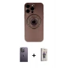 MARSİLYAN™- iPhone 13 Pro Max Kılıf Eksen Klasik Prime - Siyah Bilvis 3D Cam Ekran Koruyucu + Neon Fosforlu Kamera Lens - BZ