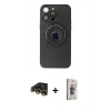 MARSİLYAN™- iPhone 13 Pro Max Kılıf Eksen Klasik Prime - Siyah Bilvis 3D Cam Ekran Koruyucu + Raze Metal Kamera Lens - GD