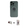 MARSİLYAN™- iPhone 13 Pro Max Kılıf Eksen Klasik Prime - Siyah Bilvis 3D Cam Ekran Koruyucu + Rainbow Kamera Lens Koruma Cam - KI