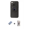 MARSİLYAN™- iPhone 13 Pro Max Kılıf Eksen Klasik Prime - Siyah Bilvis 3D Cam Ekran Koruyucu + Koyu Yeşil Metal Kamera Lens Koruma Cam