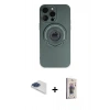 MARSİLYAN™- iPhone 13 Pro Max Kılıf Eksen Klasik Prime - Siyah Bilvis 3D Cam Ekran Koruyucu + Lacivert Pers Alüminyum Kamera Lens
