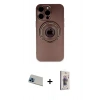 MARSİLYAN™- iPhone 13 Pro Max Kılıf Eksen Klasik Prime - Siyah Bilvis 3D Cam Ekran Koruyucu + Rainbow Kamera Lens Koruma Cam - MI