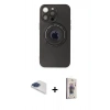 MARSİLYAN™- iPhone 13 Pro Max Kılıf Eksen Klasik Prime - Siyah Bilvis 3D Cam Ekran Koruyucu + Pers Alüminyum Kamera Lens - LT
