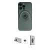 MARSİLYAN™- iPhone 13 Pro Max Kılıf Eksen Klasik Prime - Siyah Bilvis 3D Cam Ekran Koruyucu + Rainbow Kamera Lens Koruma Cam - BZ