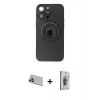 MARSİLYAN™- iPhone 13 Pro Max Kılıf Eksen Klasik Prime - Siyah Bilvis 3D Cam Ekran Koruyucu + Rainbow Kamera Lens Koruma Cam - MR