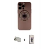 MARSİLYAN™- iPhone 13 Pro Max Kılıf Eksen Klasik Prime - Siyah Bilvis 3D Cam Ekran Koruyucu + Rainbow Kamera Lens Koruma Cam - REGD