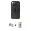 MARSİLYAN™- iPhone 13 Pro Max Kılıf Eksen Klasik Prime - Siyah Bilvis 3D Cam Ekran Koruyucu + Rainbow Kamera Lens Koruma Cam - REGD