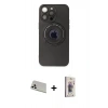 MARSİLYAN™- iPhone 13 Pro Max Kılıf Eksen Klasik Prime - Siyah Bilvis 3D Cam Ekran Koruyucu + Rainbow Kamera Lens Koruma Cam - BZ