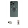 MARSİLYAN™- iPhone 13 Pro Max Kılıf Eksen Klasik Prime - Siyah Bilvis 3D Cam Ekran Koruyucu + Rainbow Kamera Lens Koruma Cam - REGD