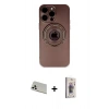 MARSİLYAN™- iPhone 13 Pro Max Kılıf Eksen Klasik Prime - Siyah Bilvis 3D Cam Ekran Koruyucu + Rainbow Kamera Lens Koruma Cam - BZ