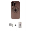 MARSİLYAN™- iPhone 13 Pro Max Kılıf Eksen Klasik Prime - Siyah Bilvis 3D Cam Ekran Koruyucu + Rainbow Kamera Lens Koruma Cam - MR